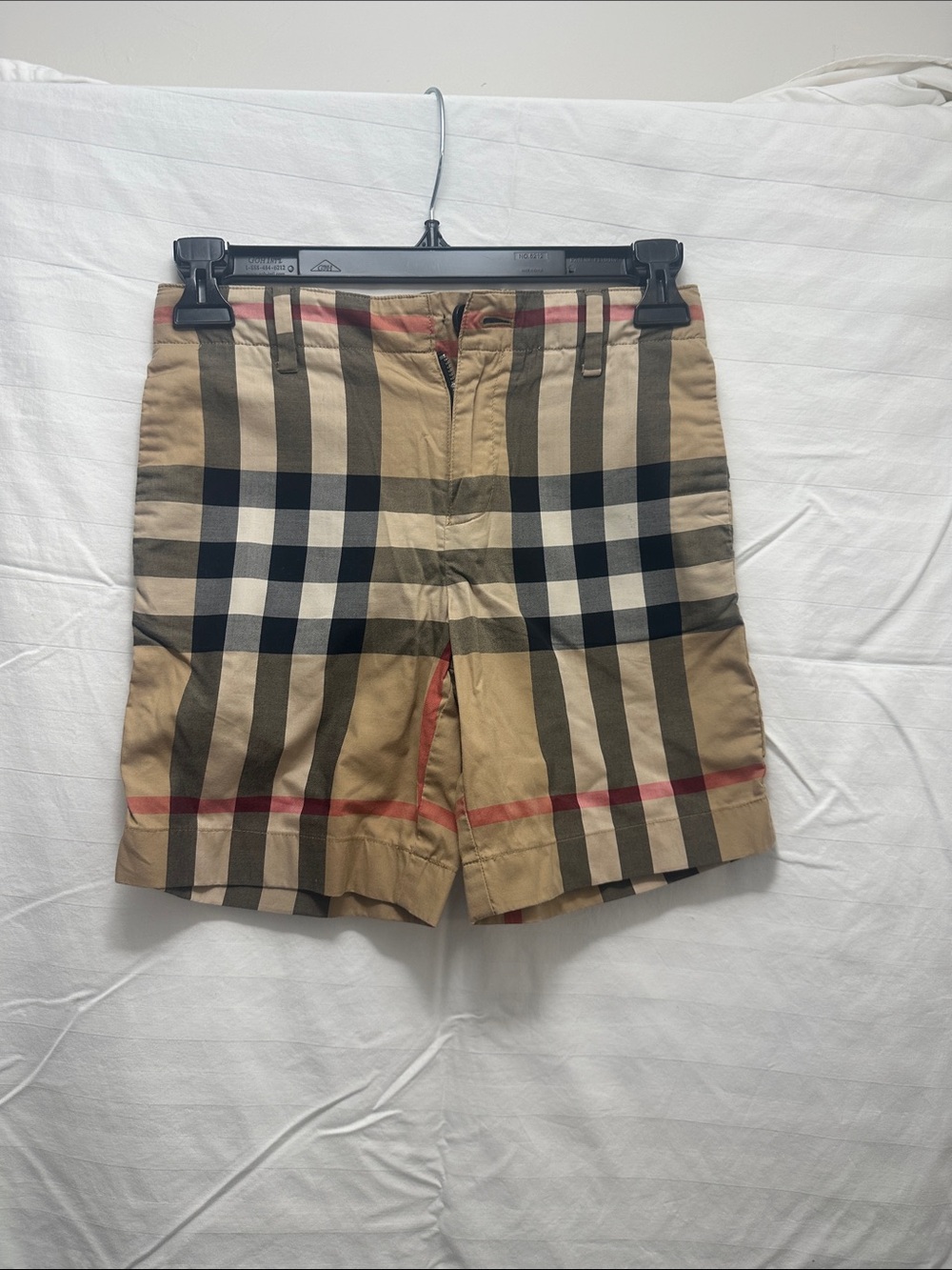 Burberry Beige Plaid Flat Front Men’s Shorts